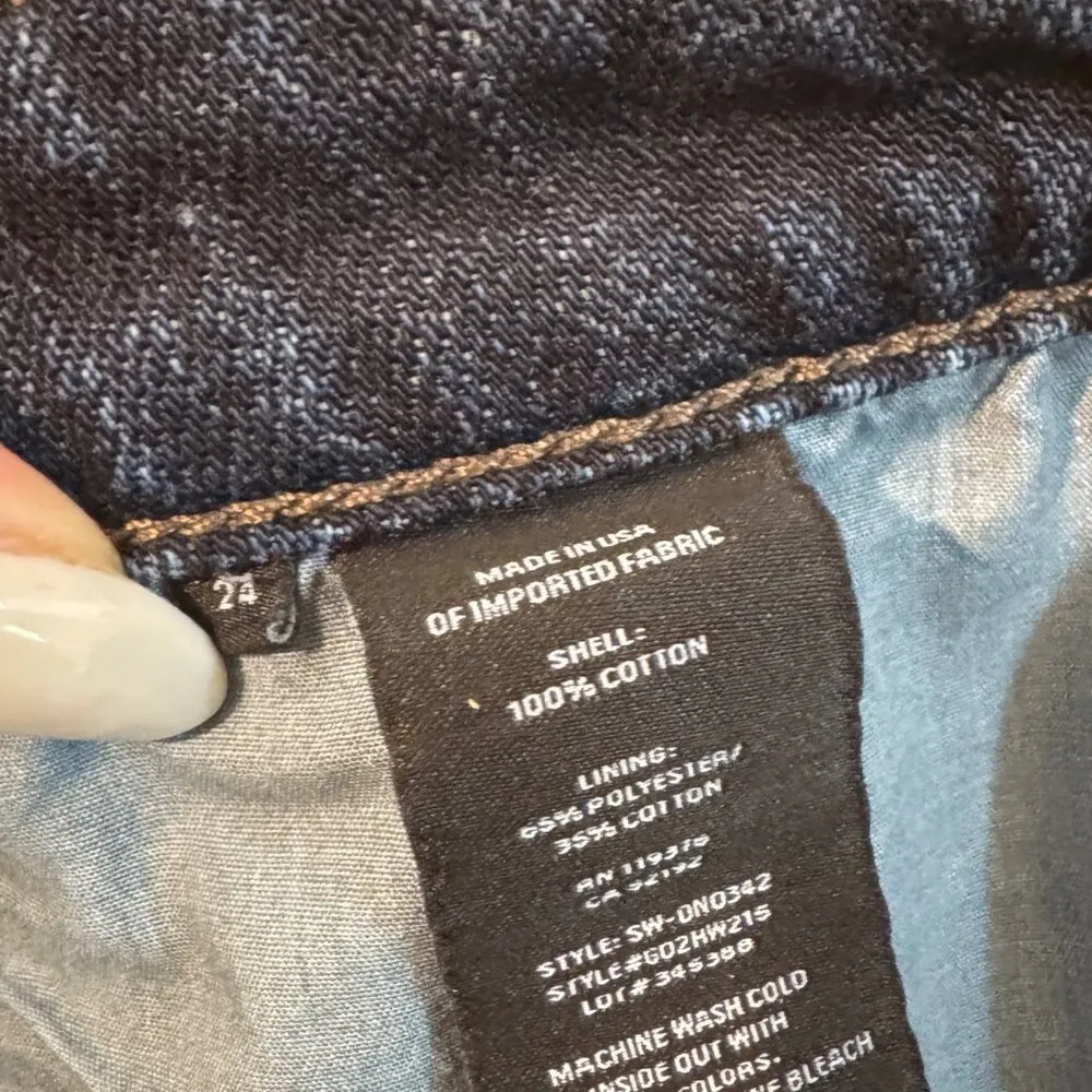 Helmut Lang Dark Wash Button Fly Jean Shorts Designer Casual Summer Blue Size 24 - Image 5