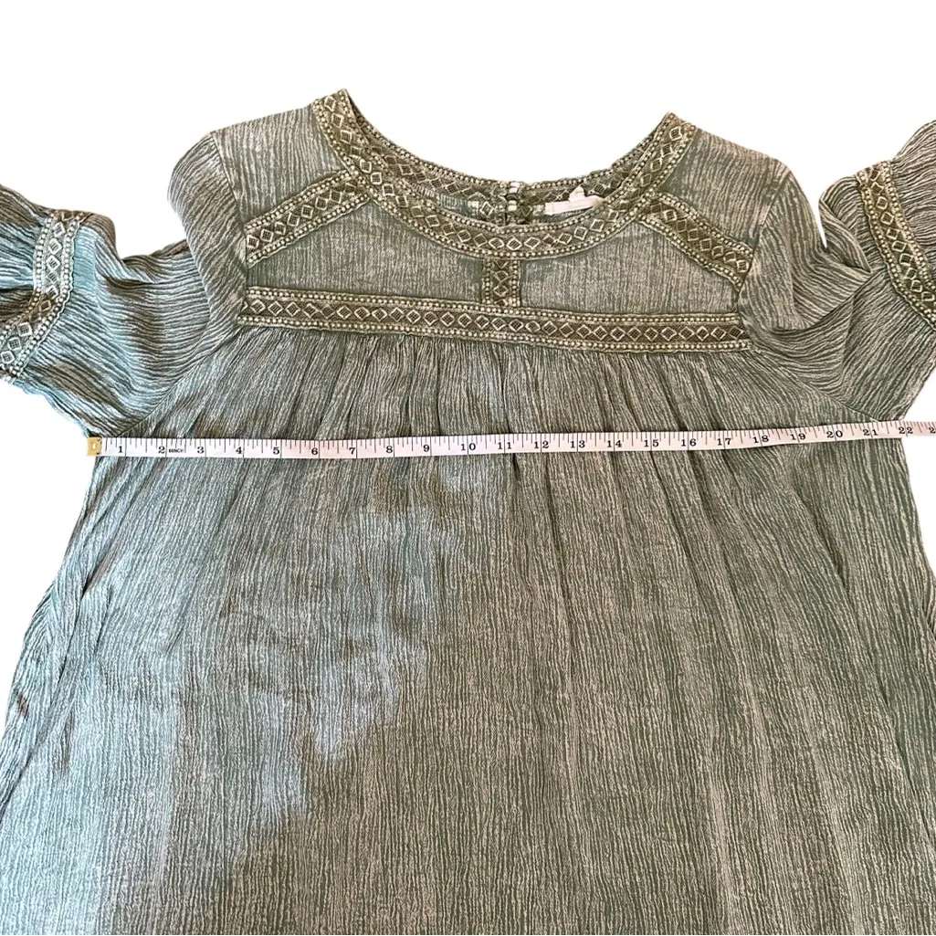 Easel Sage Textured Knit Monochromatic Minimalist Boho Hippie Lagenlook Top Sz S - Image 4