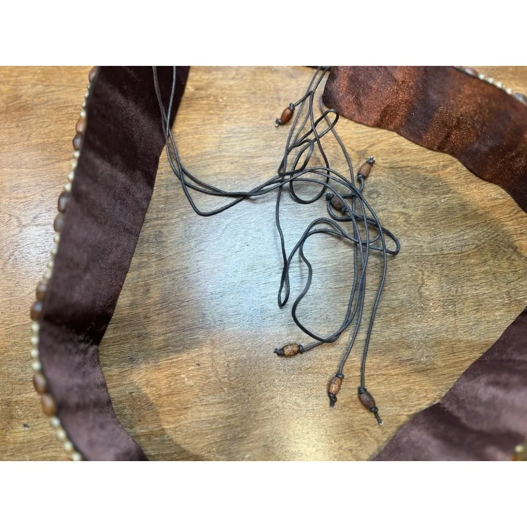 Raj Vintage Deadstock Y2K Brown Gold Beaded Boho Western One Size Belt NEW - Image 5