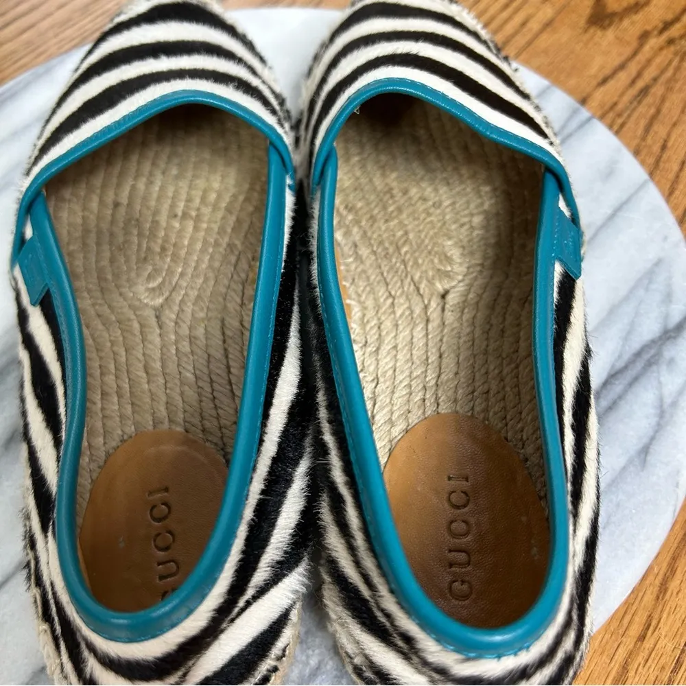 GUCCI | Lilibeth Pony-Style Calfskin Espadrille Shoes Size 37.5 - Image 9