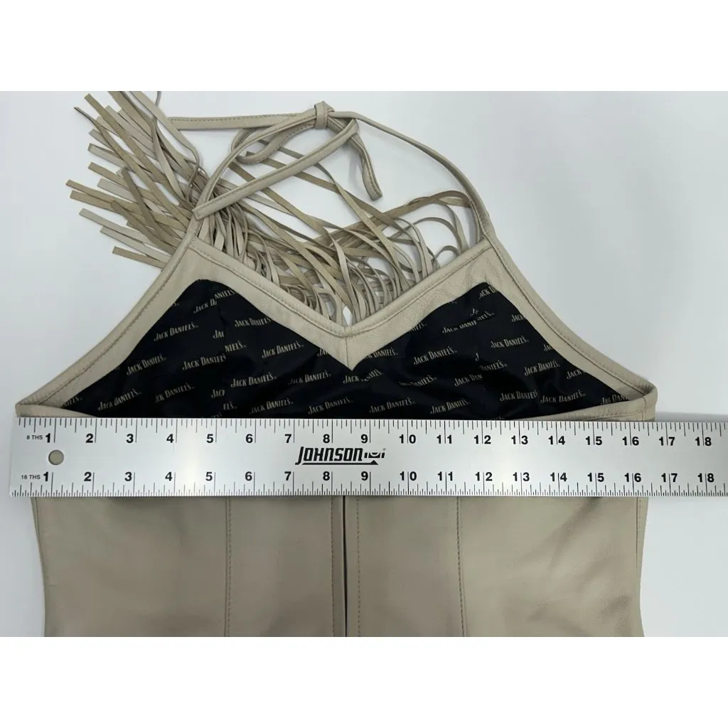 Jack Daniel's  Old No 7 Leather Women Crop Top Medium Motorcycle Fringe Biker - Image 12