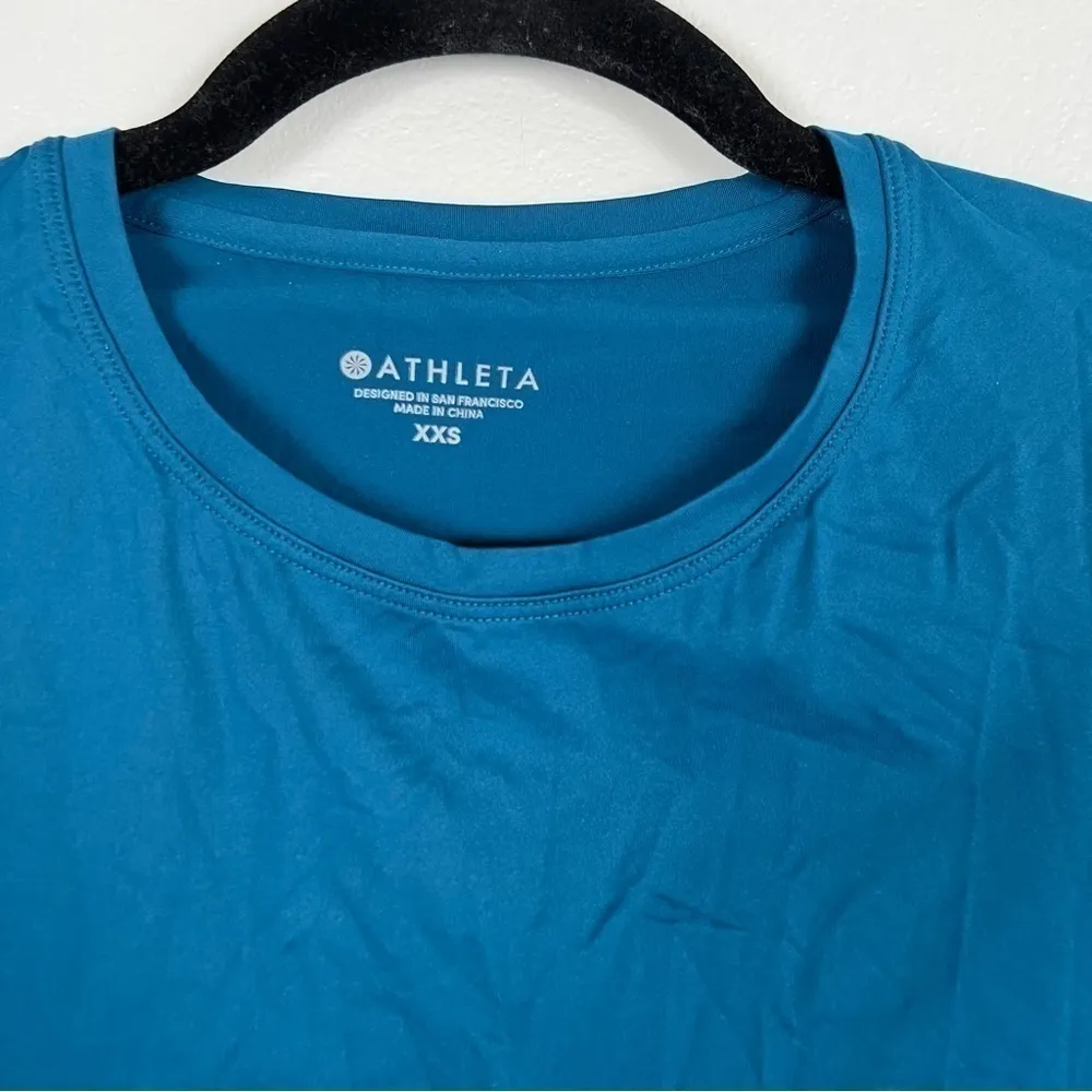 Athleta Cadence Long Sleeve Workout‎ Top Teal Sz XXS - Image 2