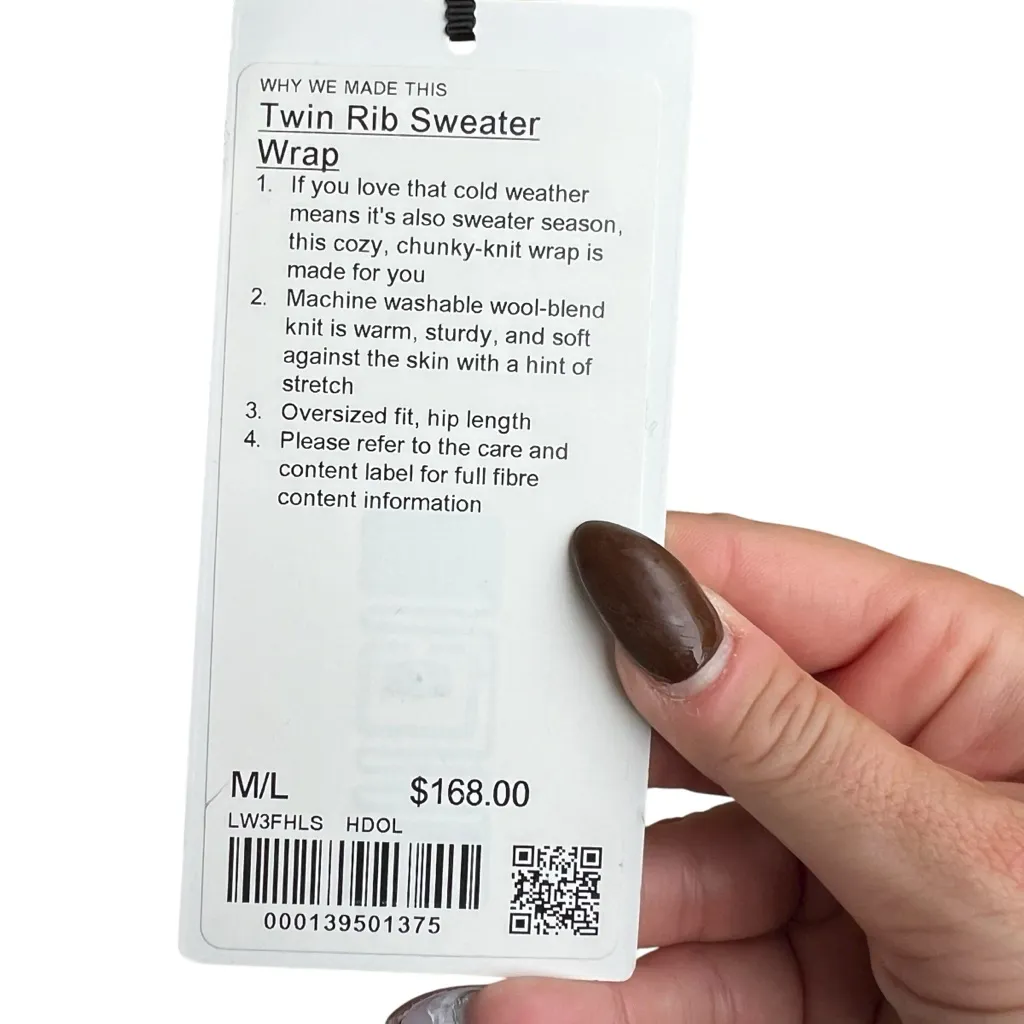 NWT LULULEMON Twin Rib Sweater Wrap Sz M/L - Image 8