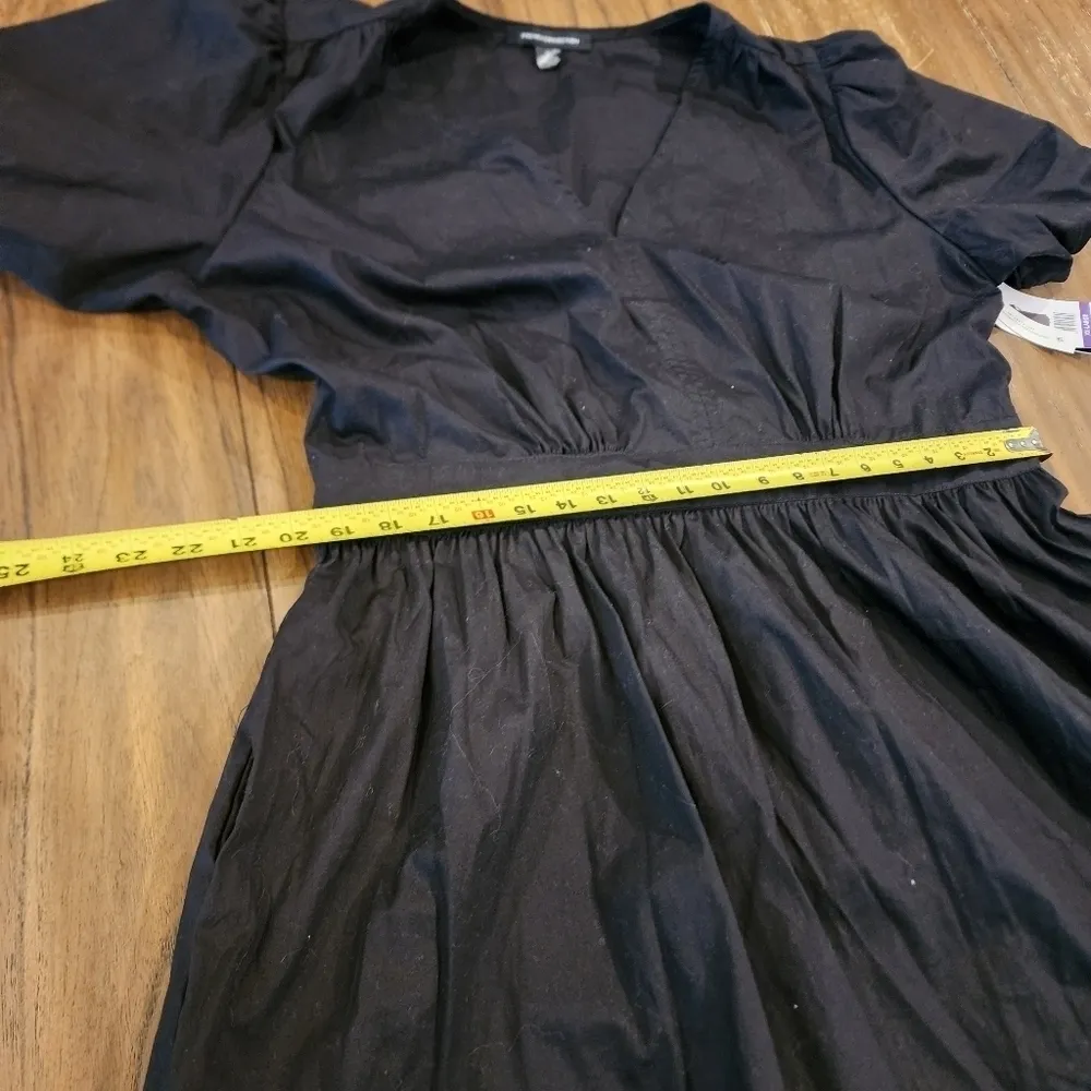 French Connection cotton Puff Sleeve black poplin cottagecore Maxi Dress xxl nwt - Image 4