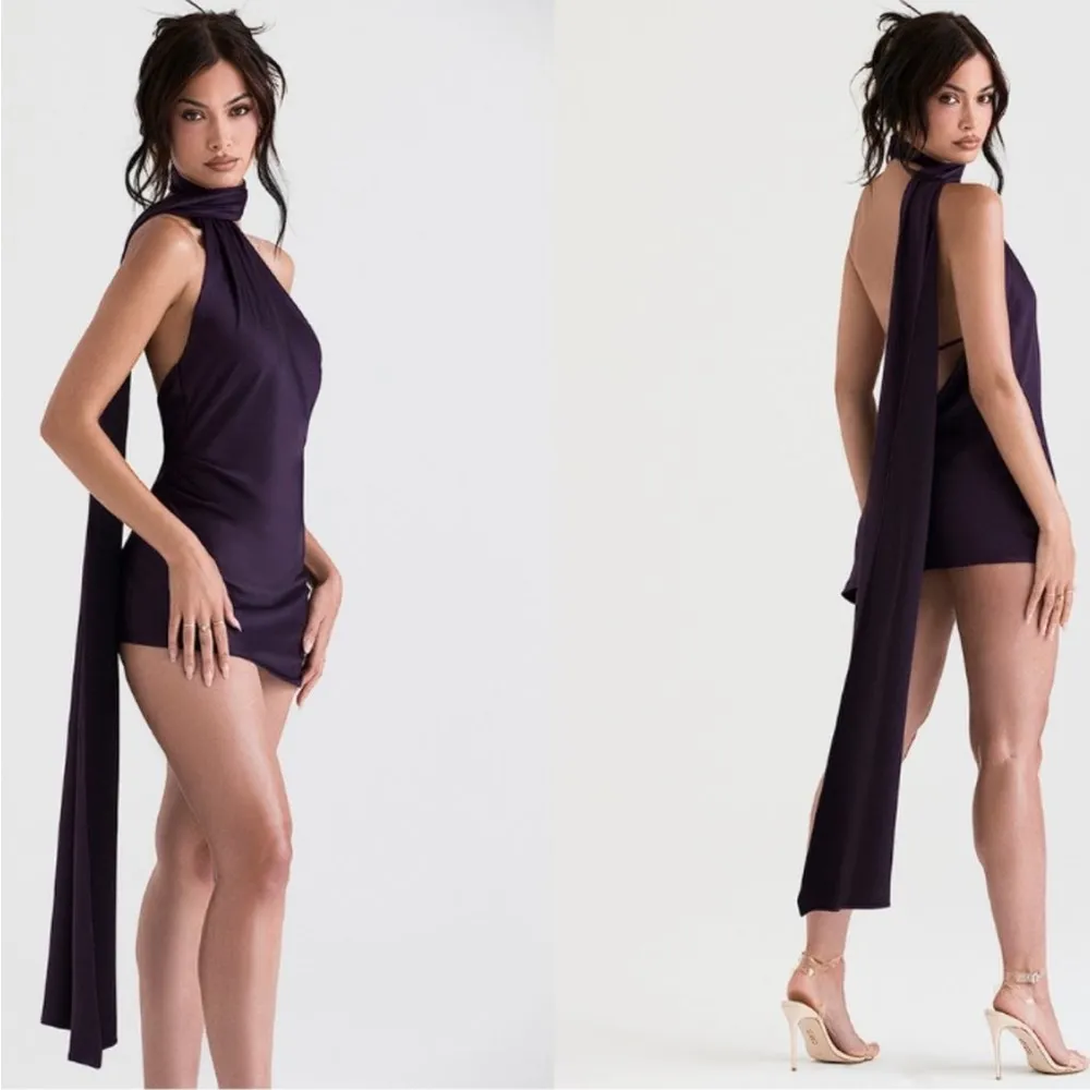 House of CB 'Aida' Night Shade Asymmetric Wrap Neck Dress - Image 4