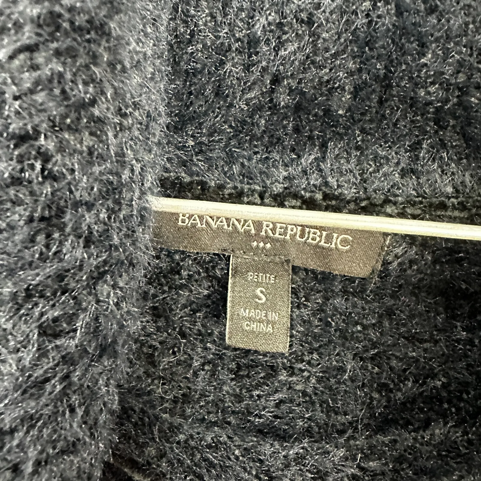 Banana Republic Sweater Dress Petite S Black Fuzzy Cowl Neck Minimalist Chic - Image 5