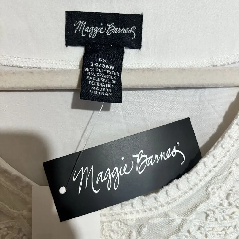 Maggie Barnes Tunic Top Womens 5X 34 36W Ivory Stretch Blouse Ladies - Image 7