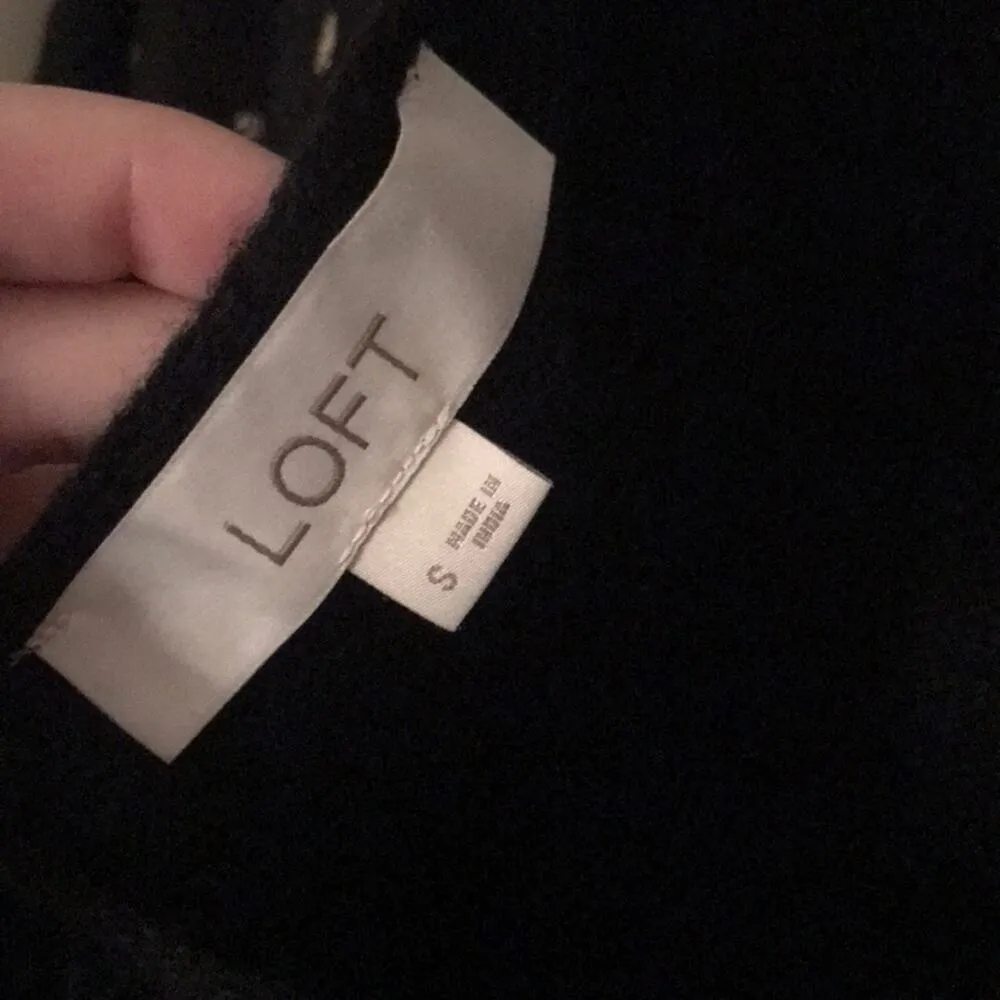 Loft black & gold polkadot sweater cutout small - Image 9