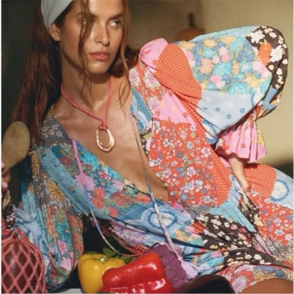 Spell & the Gypsy Collective Cha Cha Boho Midi Dress Patchwork Boho multicolor S - Image 2