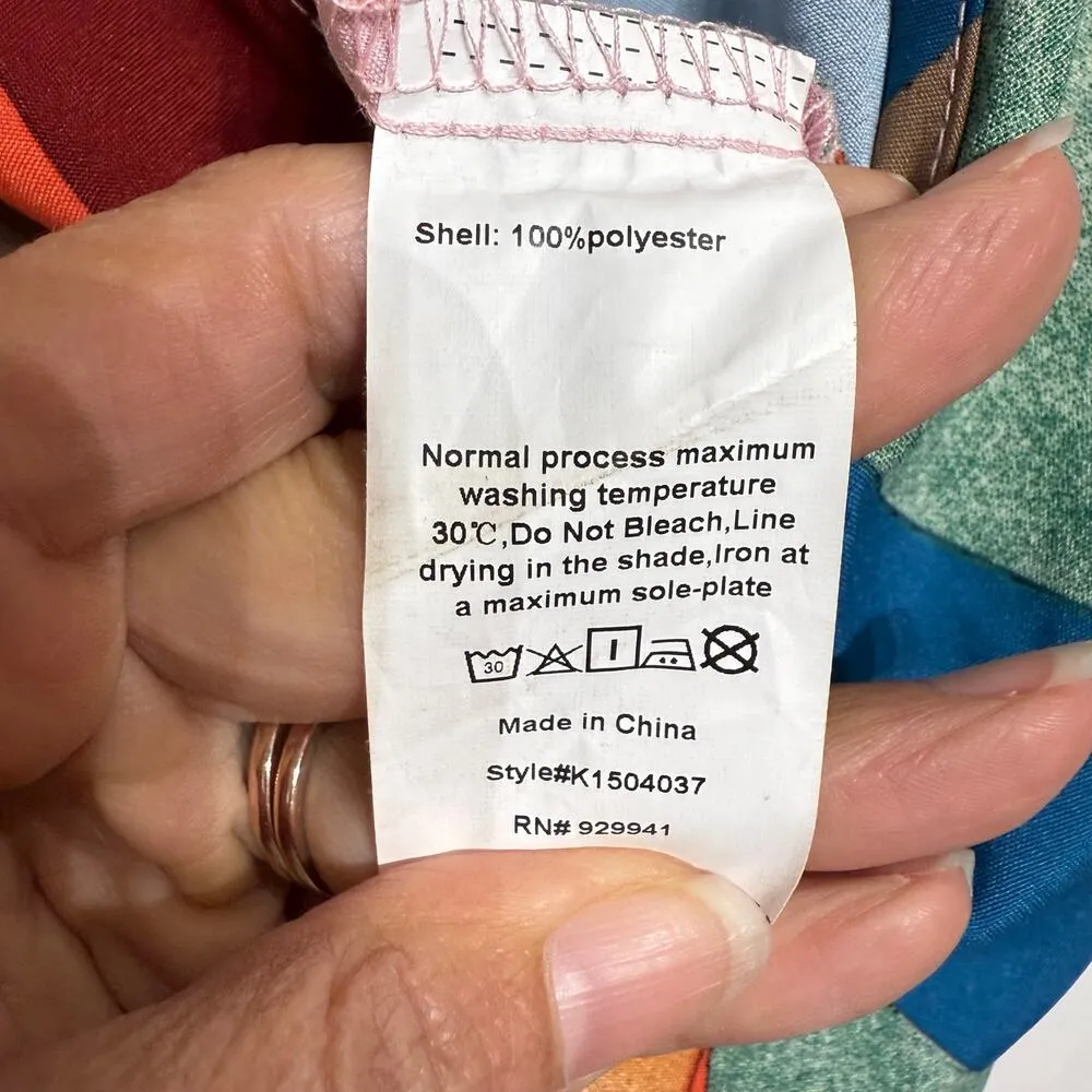 Luukse Multicolor Geometric Wide Leg Jumpsuit Sz M Pink Size M - Image 7