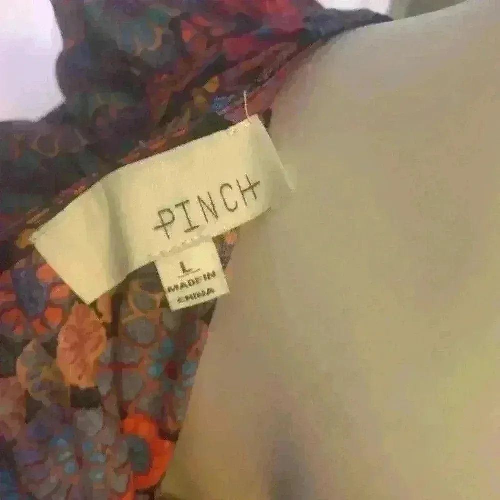 PINCH Floral Print Ruffle Cap Sleeve Midi Dress L Red Size L - Image 8