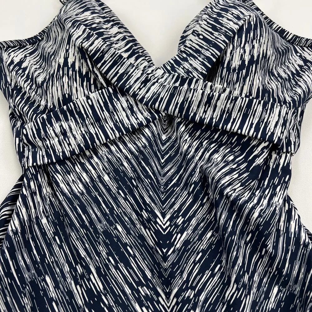 Miraclesuit Captivate One Piece Silver Shores Swim Suit Navy White Size 14 - Image 7