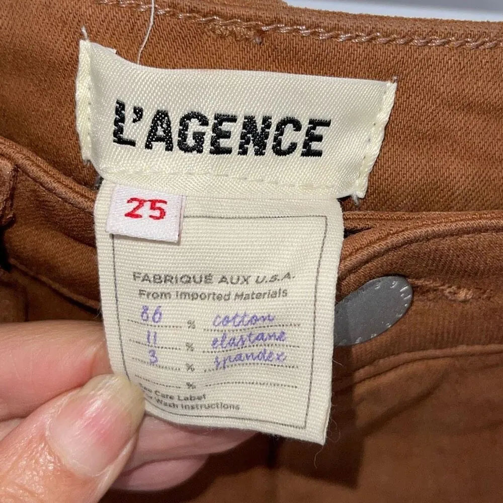 L'Agence  Womens Kendra‎ Coated Cropped Flare Flat Front Raw Hem Jeans Pants Java - Image 8