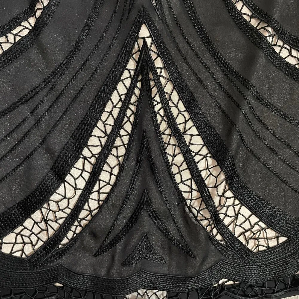 TAHARI ASL LUXE Black Champagne Stained Glass Lace. Size 12P - Image 15