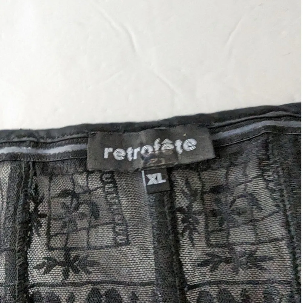 Black Strapless Mel Sheer Lace Bustier Exposed Zip Front Size XL - Image 3