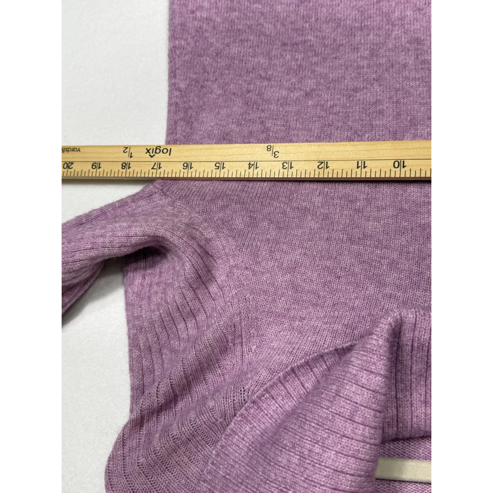 By Anthropologie Lavender Cowl Neck Ribbed Sleeve Sweater XS - Image 4