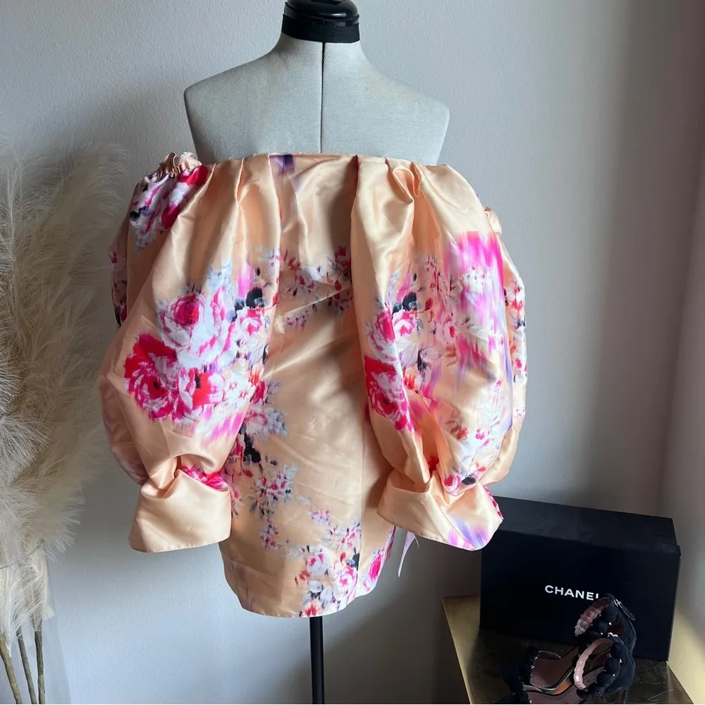 NWT ASOS LUXE floral jacquard puff sleeve cocktail dress - Image 6