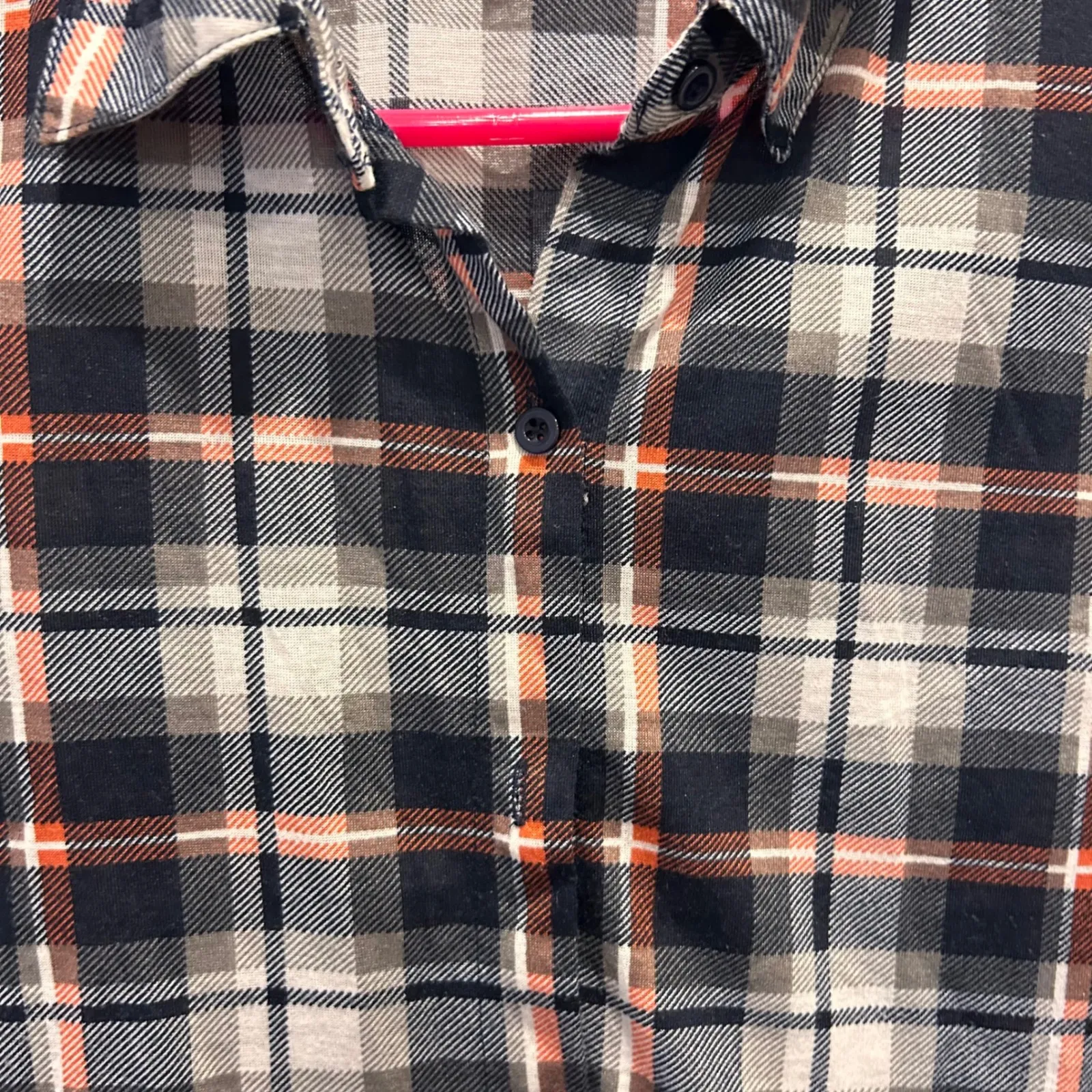 Rue21 Women's Plaid 3/4 Sleeve Button Down Shirt Top‎ Large Navy Orange - Image 3