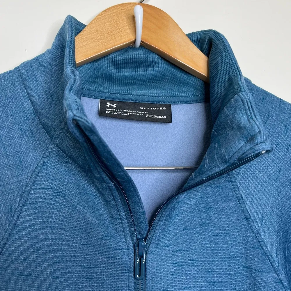 Under Armour Zip Up Sweatshirt Jacket ColdGear Women’s Size XL Loose Blue - Image 3