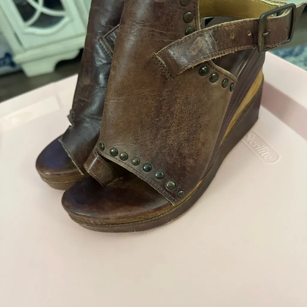 BED|STU Distressed Brown Leather Mules Size 9 - Image 2