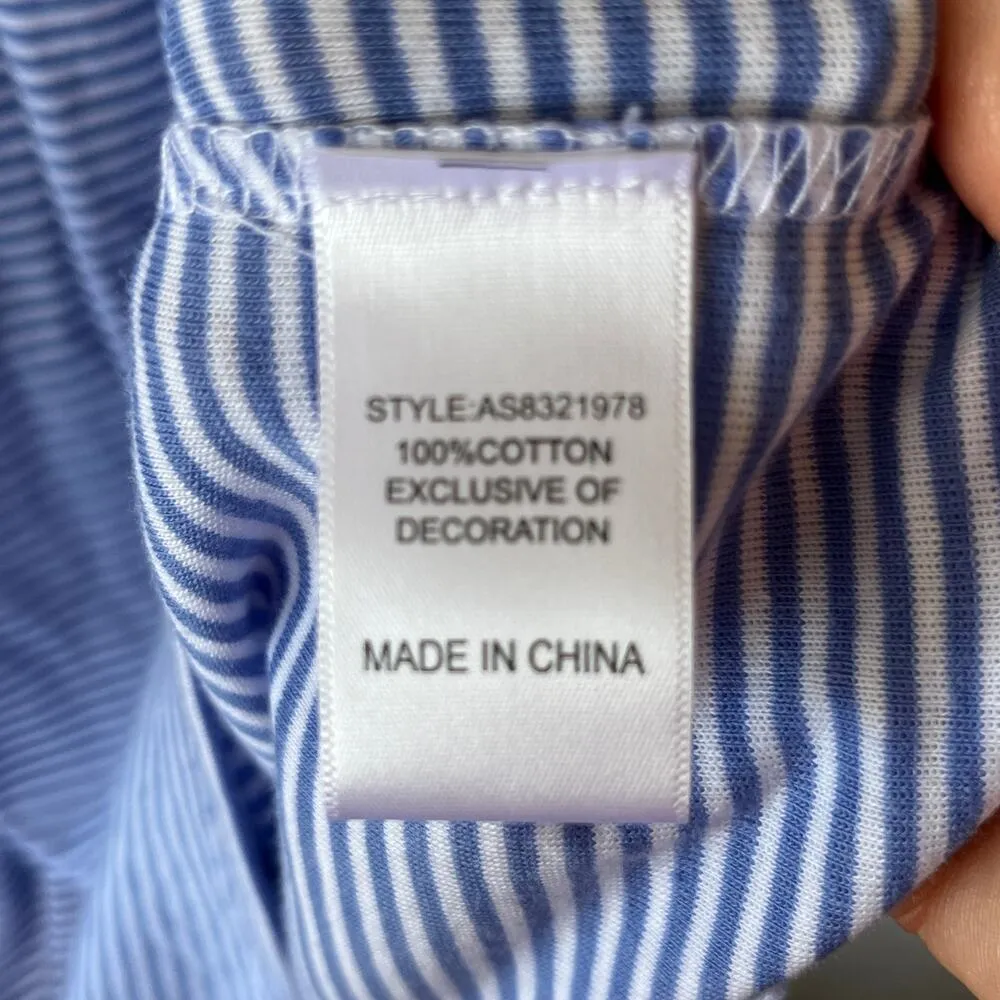 Aria Blue White Striped Nightgown New L - Image 5