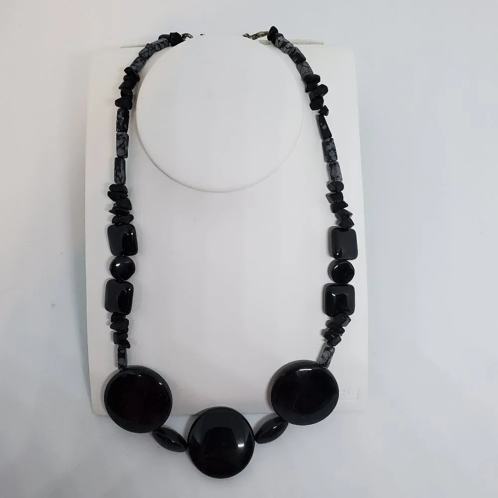 Snowflake Obsidian & Obsidian Necklace Black - Image 2
