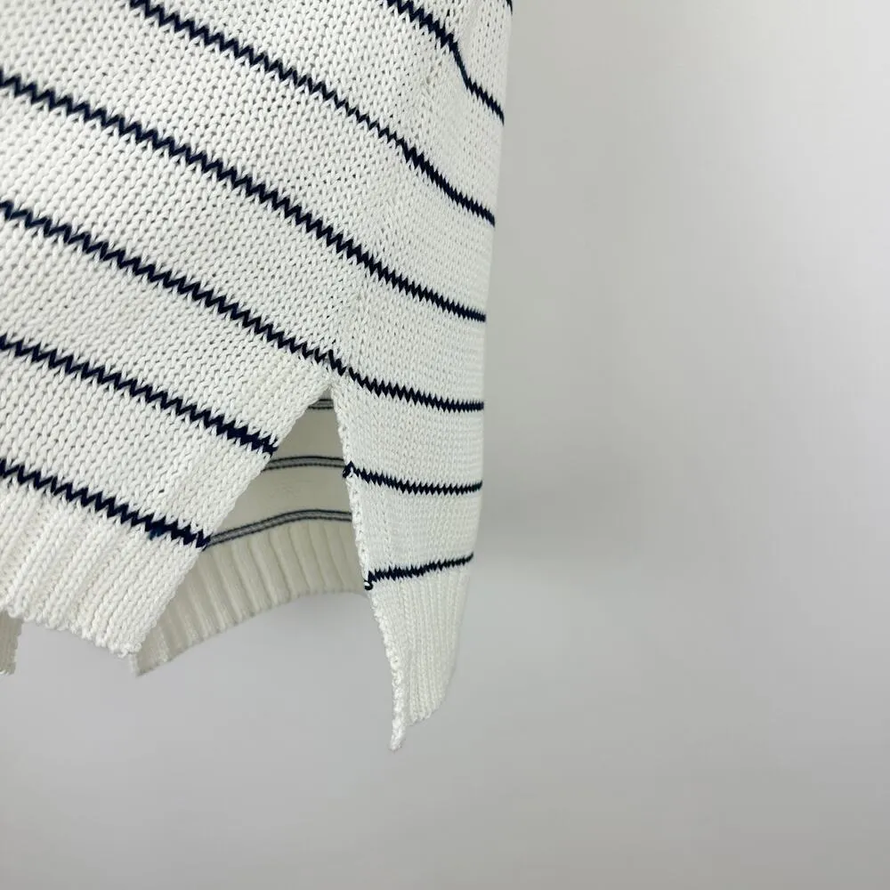 Madewell Puff Trim Sweater Vest Striped Ivory Cotton Linen Preppy XXS NWT - Image 12