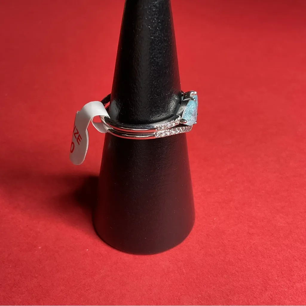 Bomb Party RBP8390 “Trillion Cut Perfection” LC Crystal on Rhodium Sz10 Ring NWT Silver Size 10 - Image 3