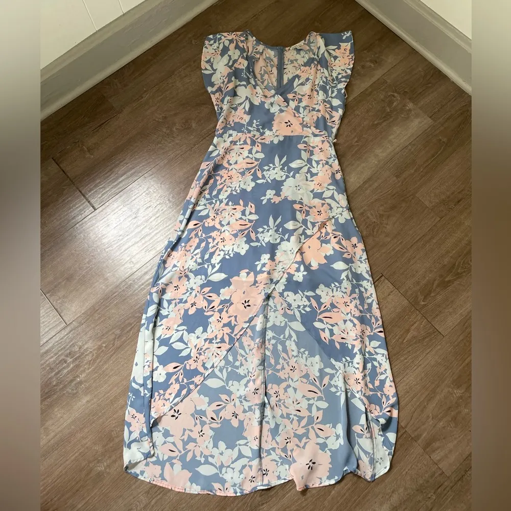 Charlotte Russe floral faux wrap midi dress ~ women’s size L - Image 12