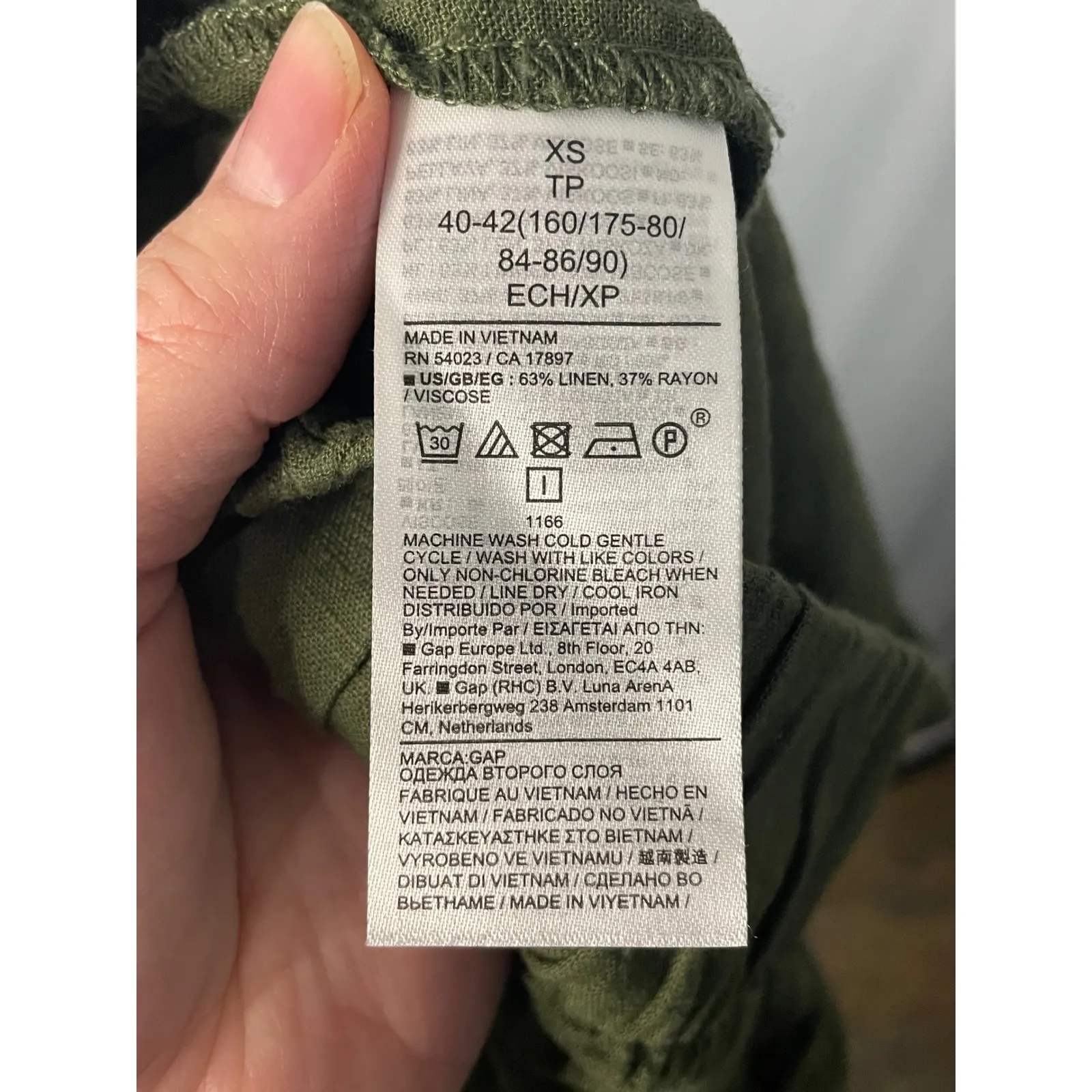 GAP Olive Green Linen Blend Pull On Shorts Womens XS Elastic Waist Pockets - Image 5