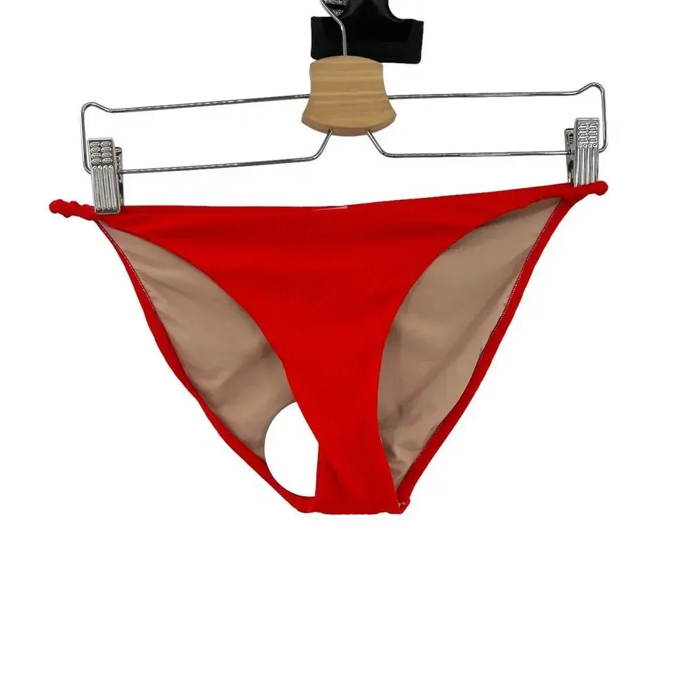 PilyQ Athena Full Coverage Bikini Bottoms‎ Swim Red Size Medium - Image 3