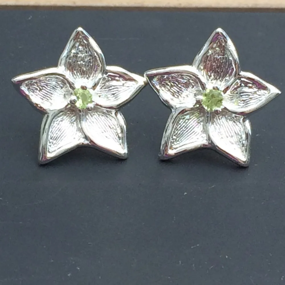 Sterling Silver 925 Statement Flower Stud Earrings - Image 2