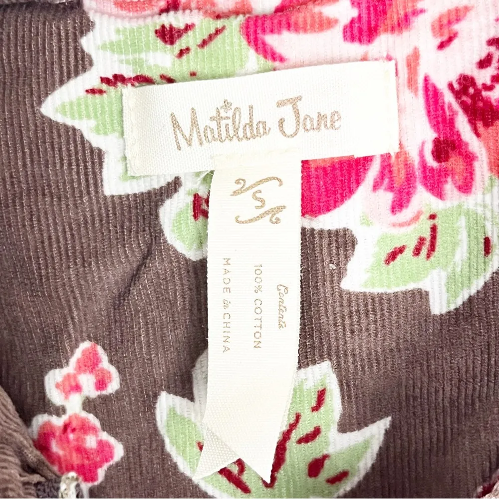 MATILDA JANE Sydney Reversible Brown Quilted Corduroy Floral Vest, Size Small - Image 3