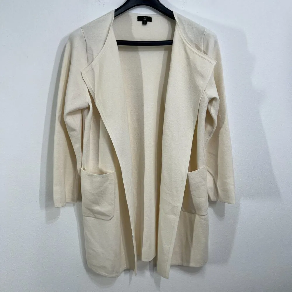 J Crew‎ 365 Juliette Collarless Sweater Blazer XL Open Front Wool Blend Cardigan - Image 2