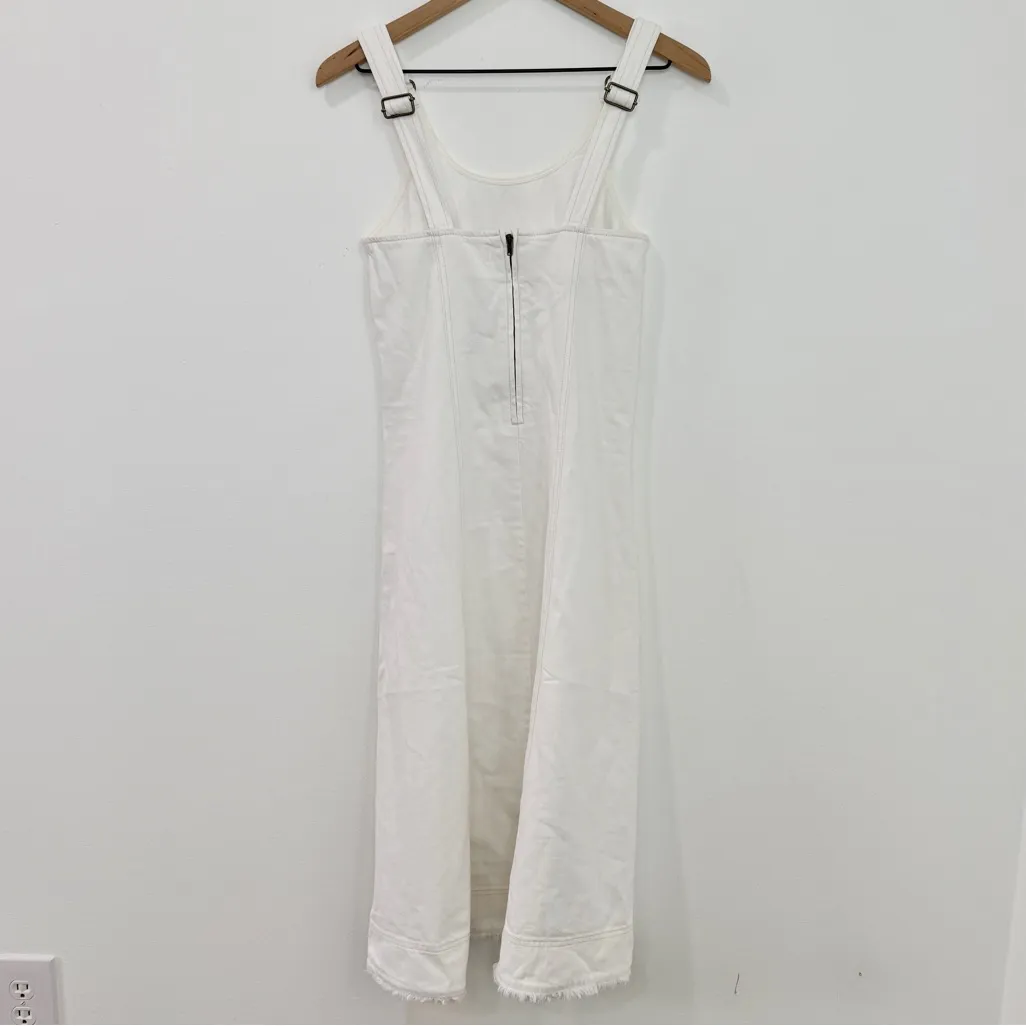 Madewell Denim Scoopneck Midi Dress in Pure White Wash NWT size XXS - Image 3