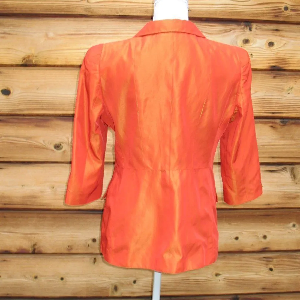 Orange Iridescent Jacket Blazer Orange Size 8 - Image 6