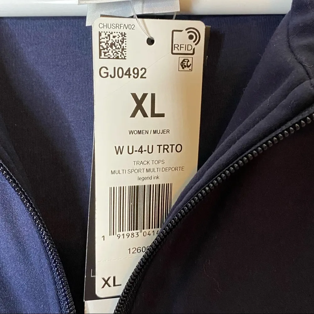 Adidas x Zoe Saldana Collection Track Jacket Coat Oversized Navy Blue Size XL - Image 7