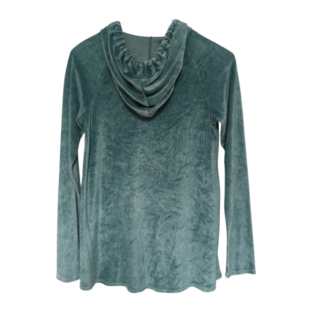 "Weekend Lover" Green Velvety Long Sleeve Hoodie - Image 2