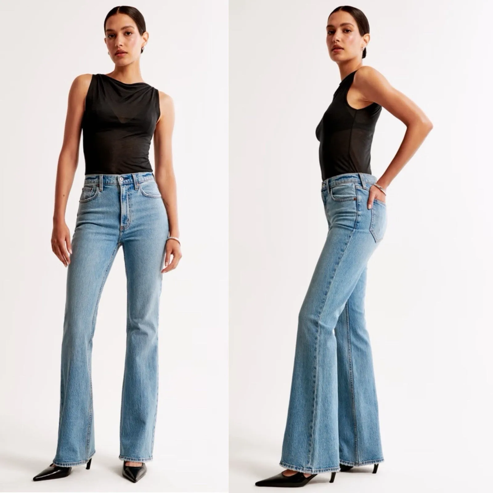 Abercrombie & fitch the flare ultra high rise jeans Sz 27 Medium wash Y2K 90'S - Image 2