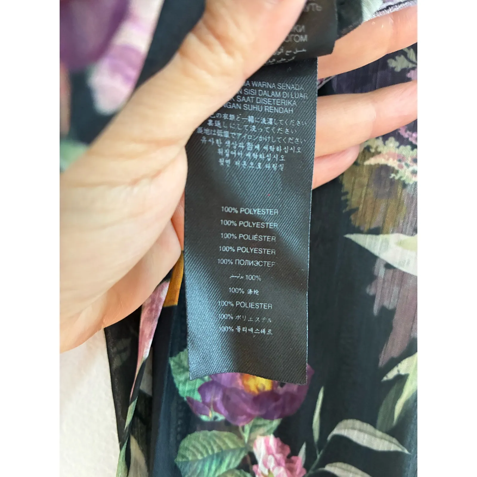 NWT Lipsy London Floral Square Neck Ruched Long Sleeve Sheer Blouse Women S 6 - Image 3