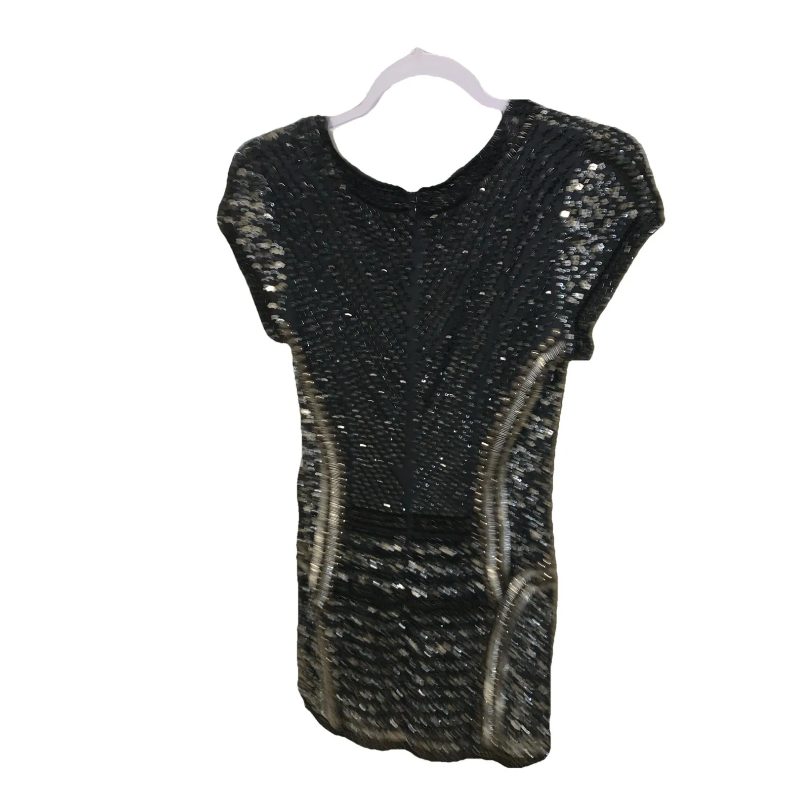 Parker Womens Black V-neck Cap-Sleeve Beaded Tank Shift Cocktail Dress S - Image 6