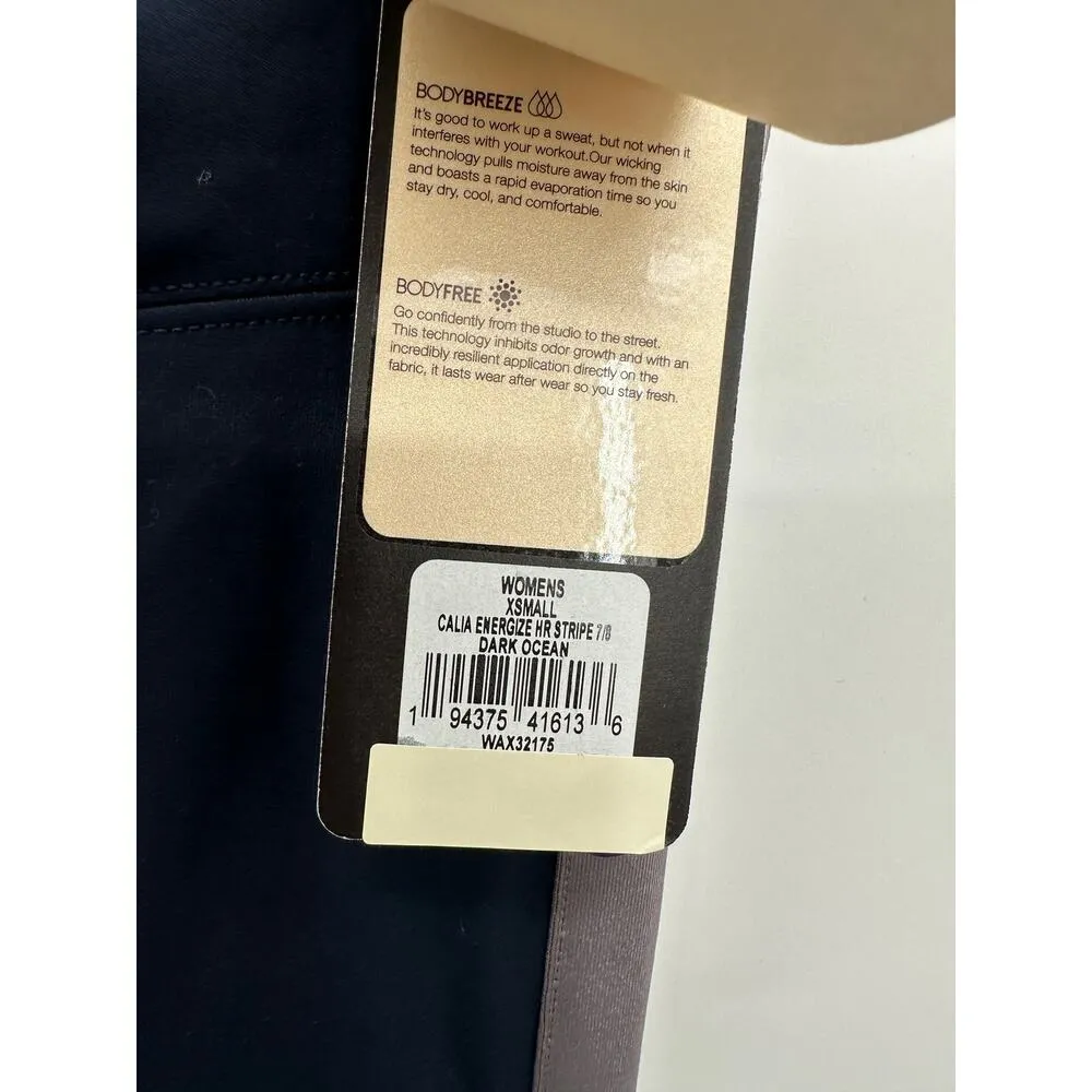 CALIA Leggings Women XS NWT Blue Dark Ocean High Rise Stripe 7/8 Pull On - Image 5