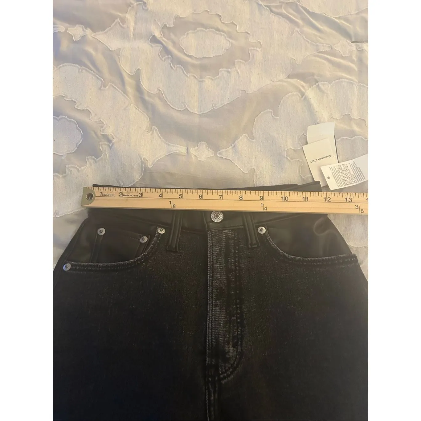 NWT Abercrombie &Fitch Mix Fabric The Ankle Straight Ultra High Rise Faux /Denim - Image 15