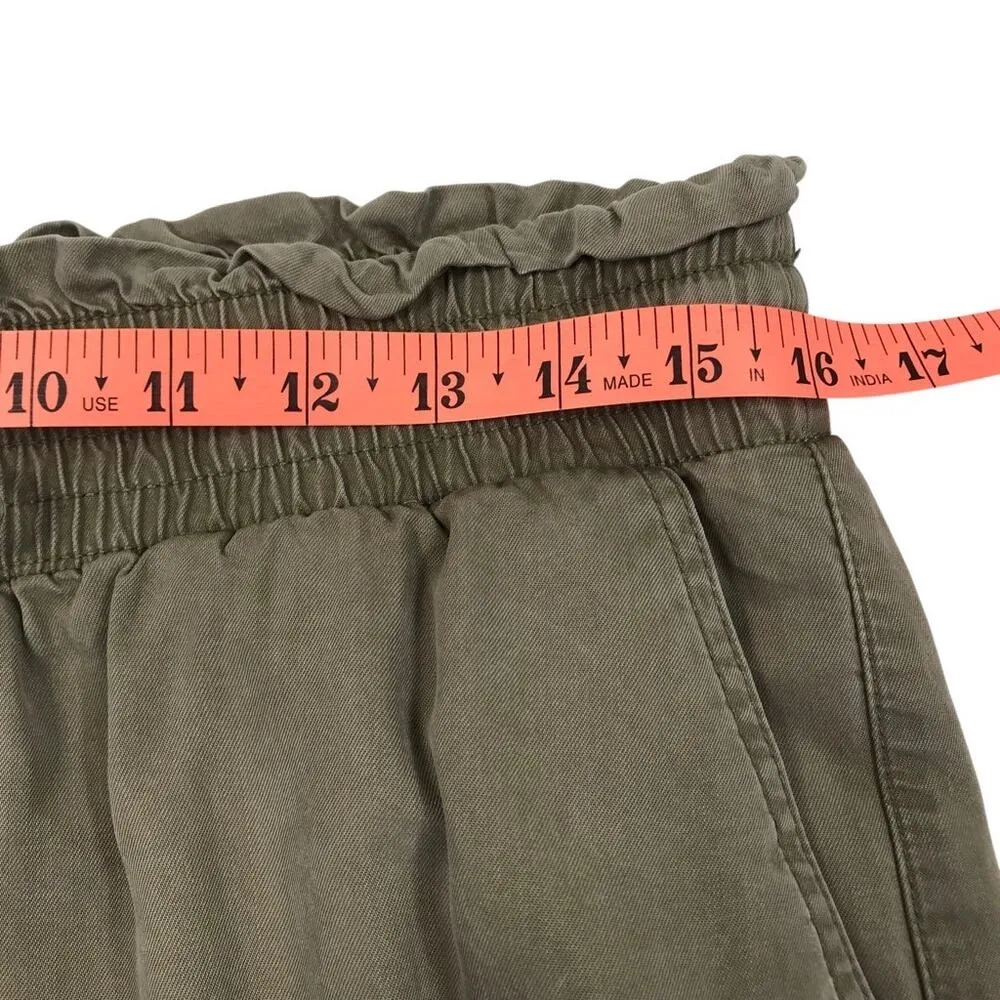 ABERCROMBIE & FITCH Paperbag Tencel Cargo Pant Jogger Sz L Burn Olive Grunge Y2K - Image 9