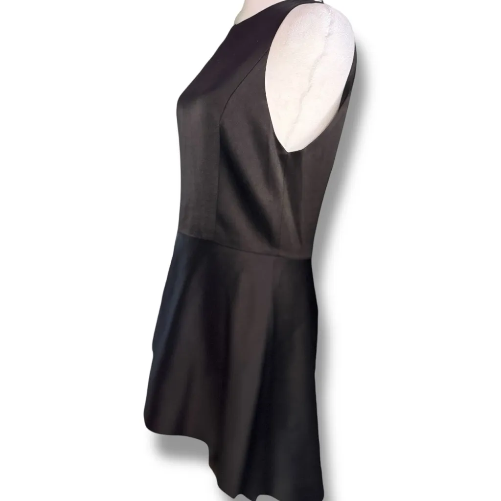 ALICE + OLIVIA Bria Peplum Black Satin Sleeveless Fit & Flare Mini Dress Size 10 - Image 6