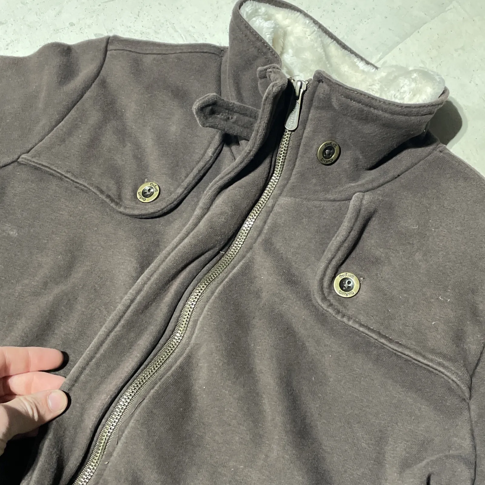 Carhartt Women's WK111 Sherpa Lined Collar Full Zip Jacket Brown SZ Large VTG - Image 5