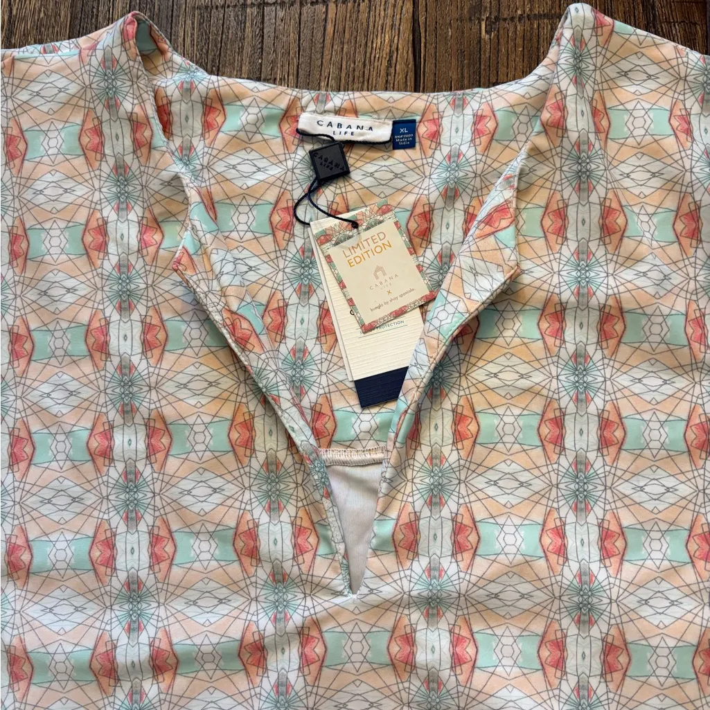 Cabana Life Bungalow Beach Dress Limited Edition Peach Geometric XL NWT Multiple - Image 4