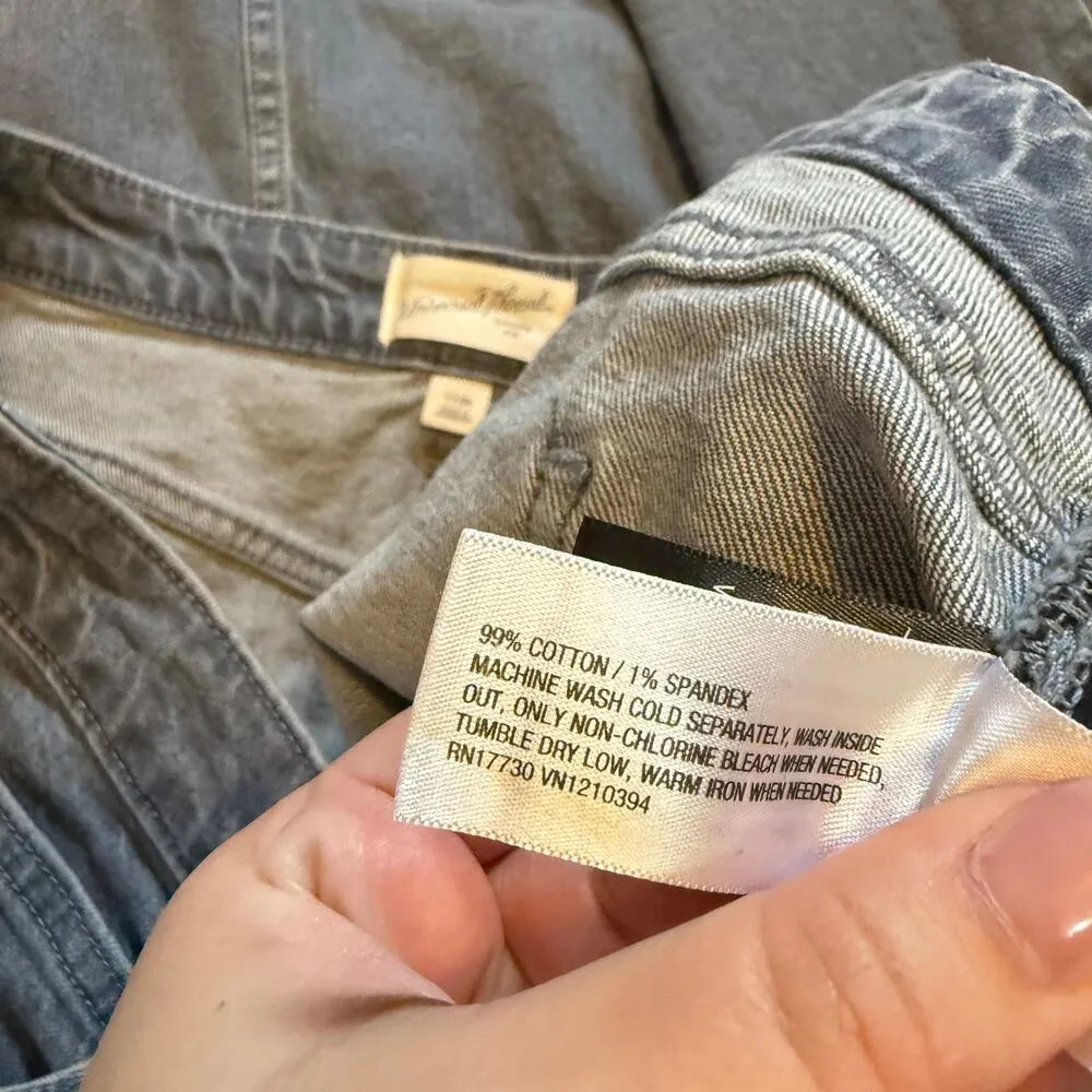 Universal Thread Juniors 17 Gray Denim Midi Skirt Slit Pockets Stretch Western - Image 8