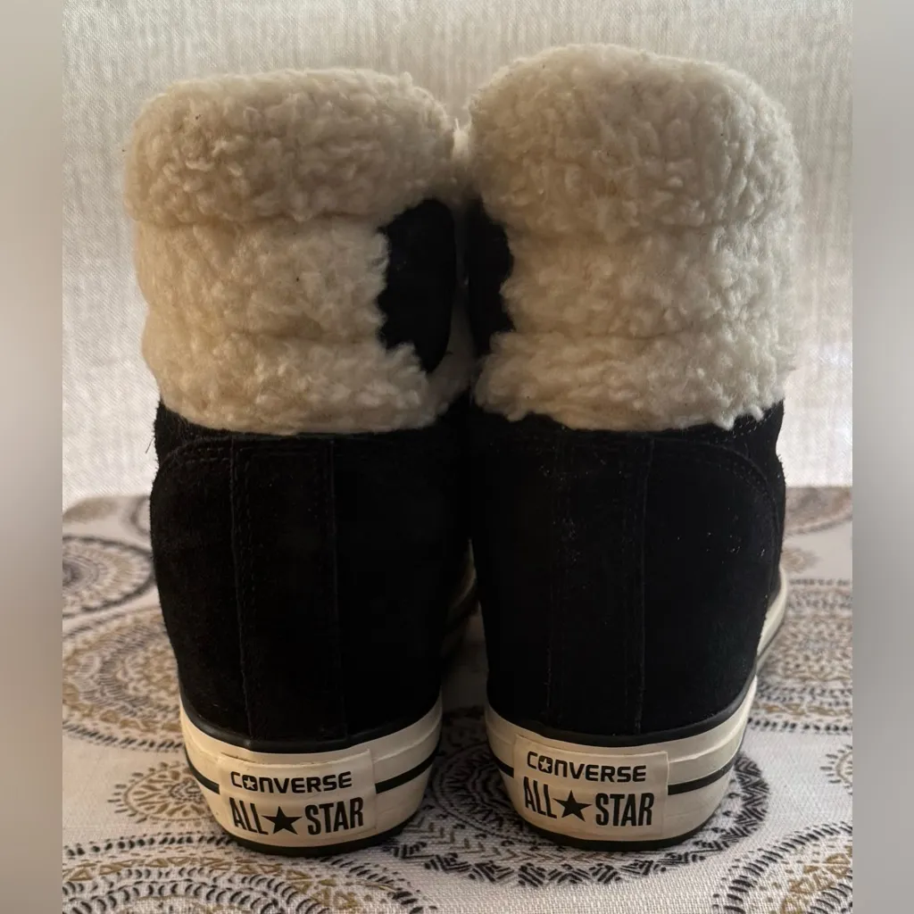 Converse CT Platform Plus Wool Collar Hidden Wedge Sneakers Womens Size 8 Black - Image 4