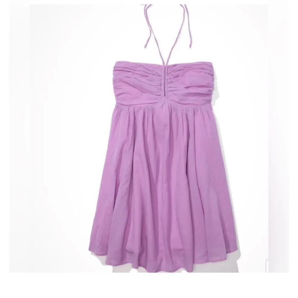 NWOT American Eagle Lavender Halter Backless Tie Waist Mini Dress Small - Image 5
